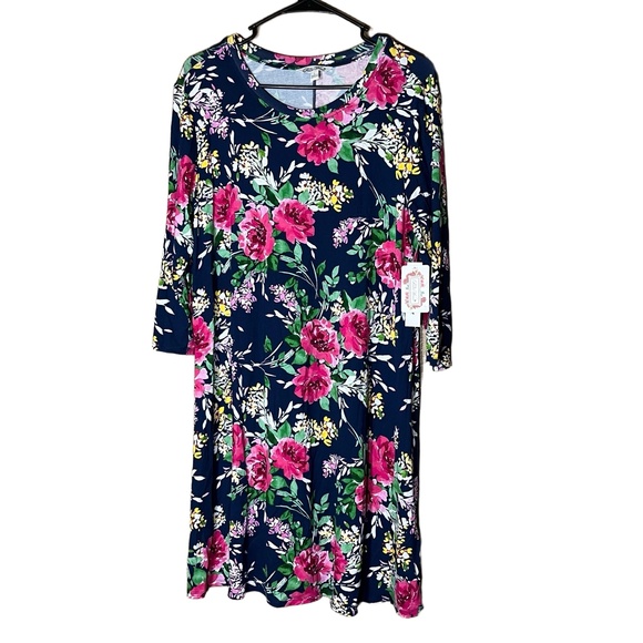 The Pioneer Woman Dresses & Skirts - NWT The Pioneer Woman Top Womens L‎ Navy Floral Print Scoop Neck Bohemian